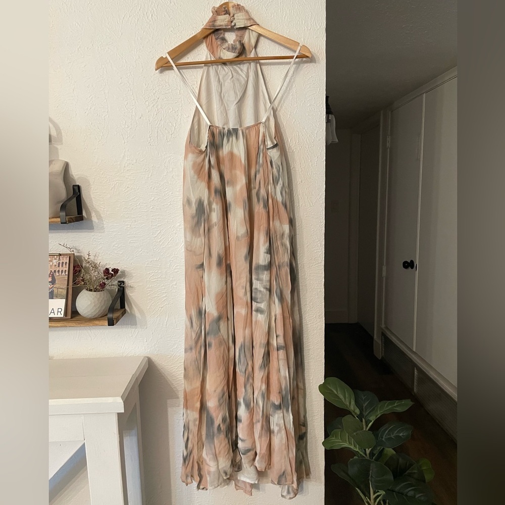 Maeve Halter Sheer Printed Flowy Halter Maxi Dress Size Medium - Picture 9 of 11